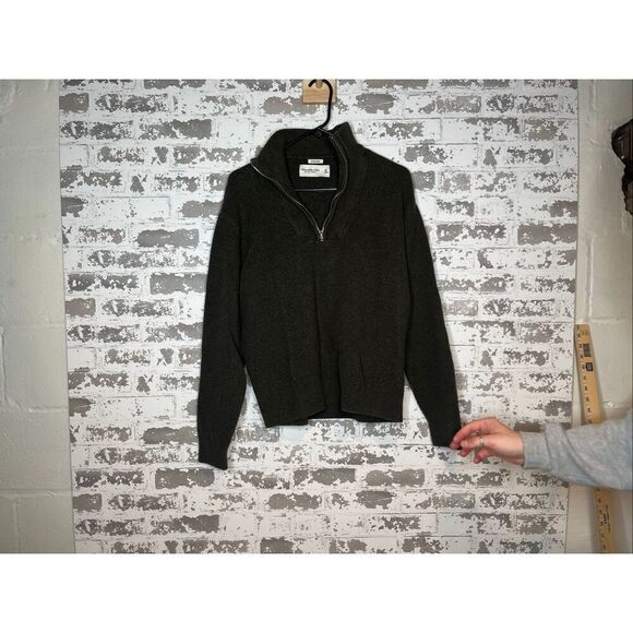 Abercrombie & Fitch | women dark green 1/4 zip pullover - Picture 8 of 10